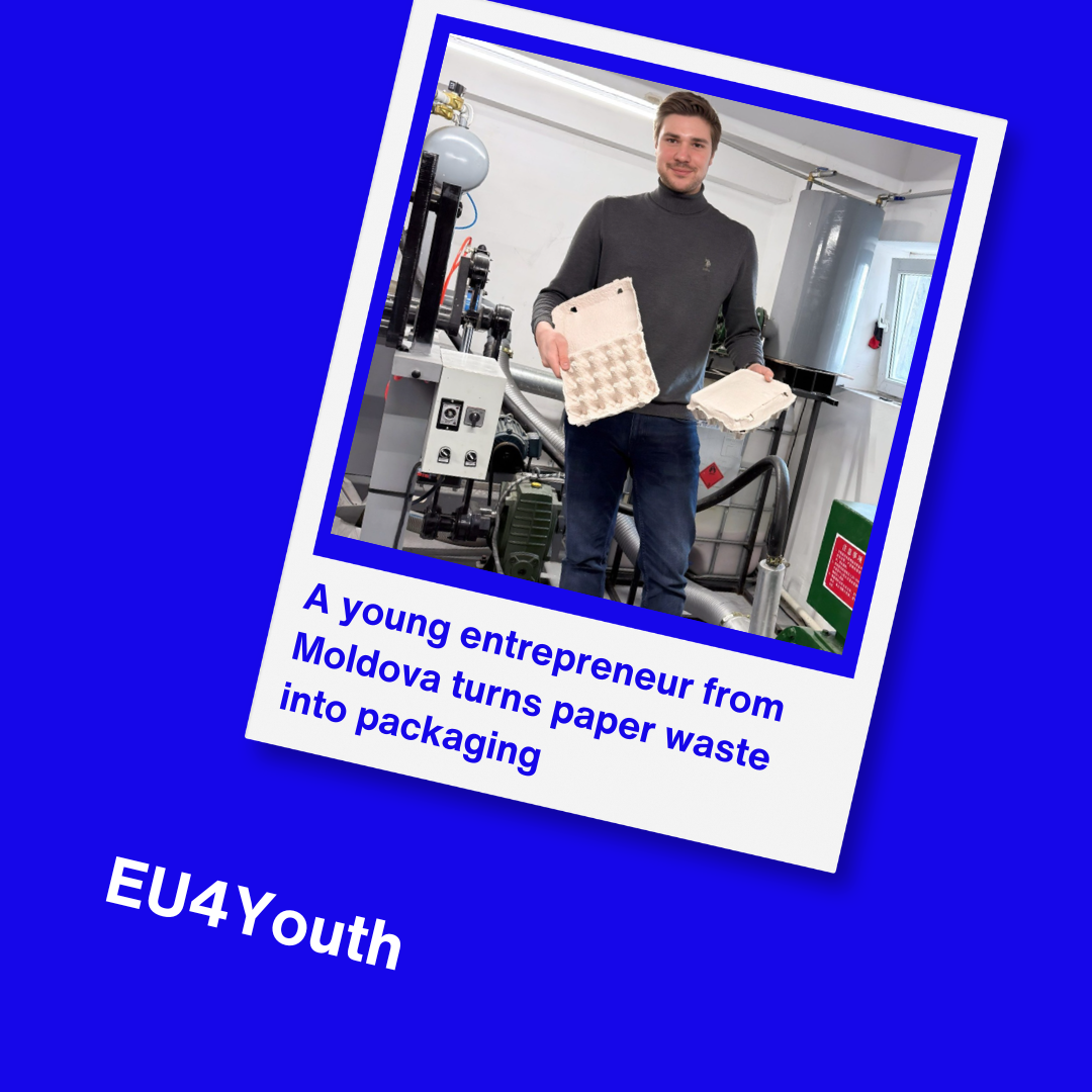 Valentin began developing a simple yet impactful concept: turning paper waste into recycled packaging for eggs, fruits, and vegetables – a sustainable alternative to conventional plastic packaging.