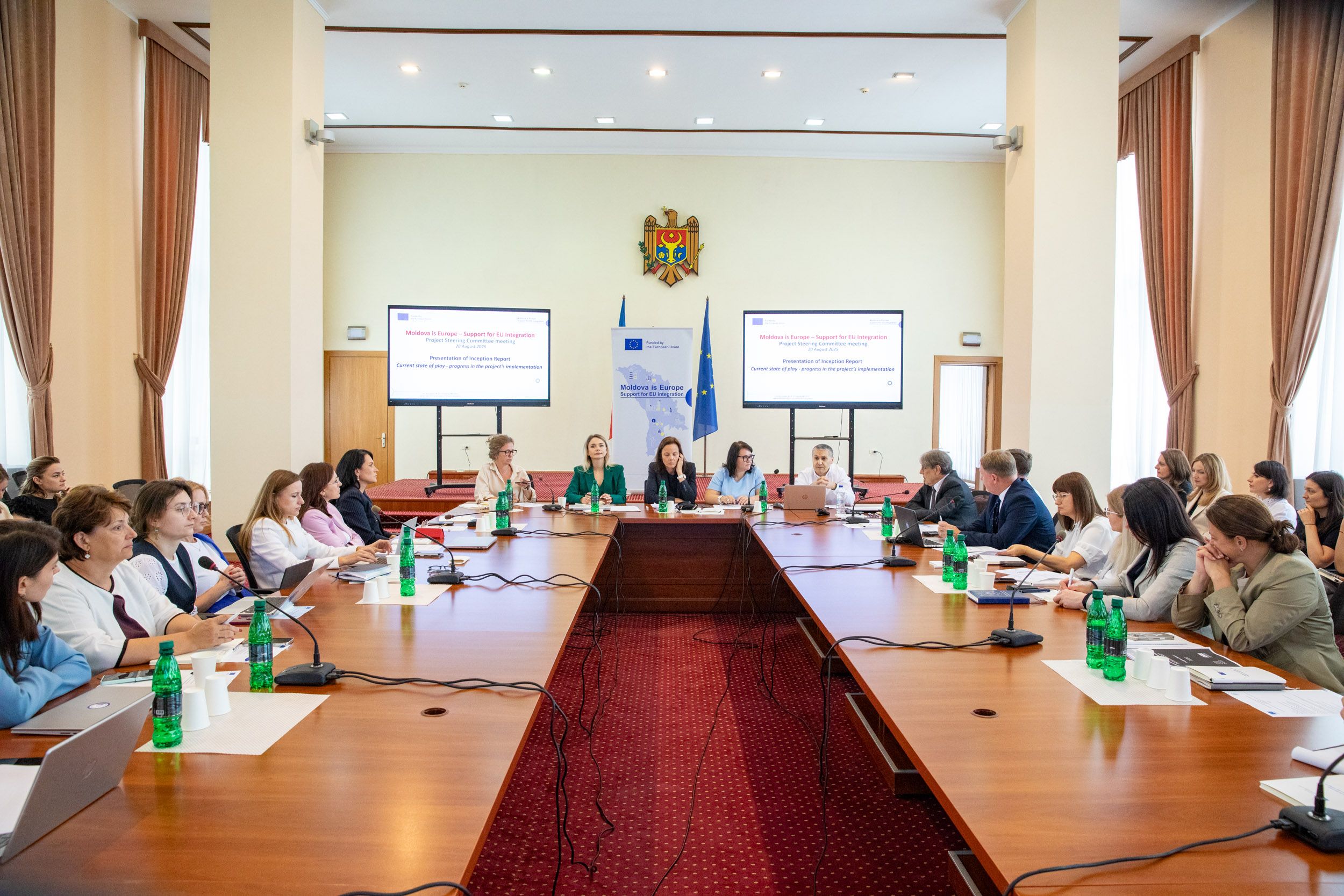 The Steering Committee of the EU-funded project “Moldova is Europe – Support for EU Integration” convened on 20 August at the Government House, to review progress achieved to date and to define the next steps in advancing Moldova’s European integration process.
