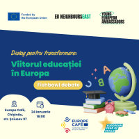 Давайте отметим Международный день образования по-другому! Послы европейской молодежи в Молдове приглашают вас на дебаты о будущем образования в Европе. 24 января в 16:00 ждем вас в Europe Café, чтобы обсудить вызовы, а также преимущества в сфере европейского образования.