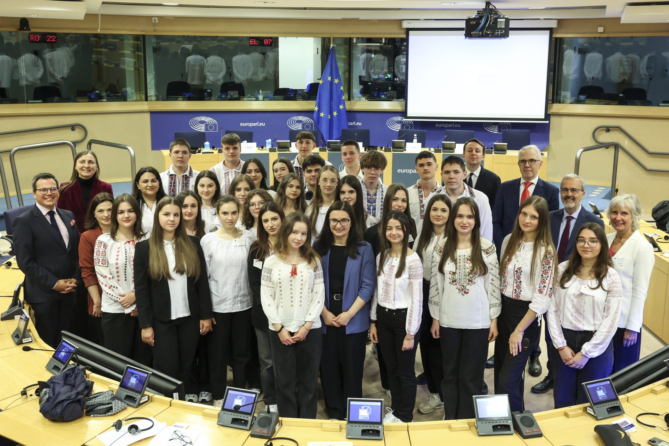 10th-grade pupils from “Mihail Sadoveanu” High School in Chișinău, winners of the Special Prize for Moldova in the competition on democracy and digital transformation, were awarded at the European Parliament in Brussels on 22 of May, 2025.