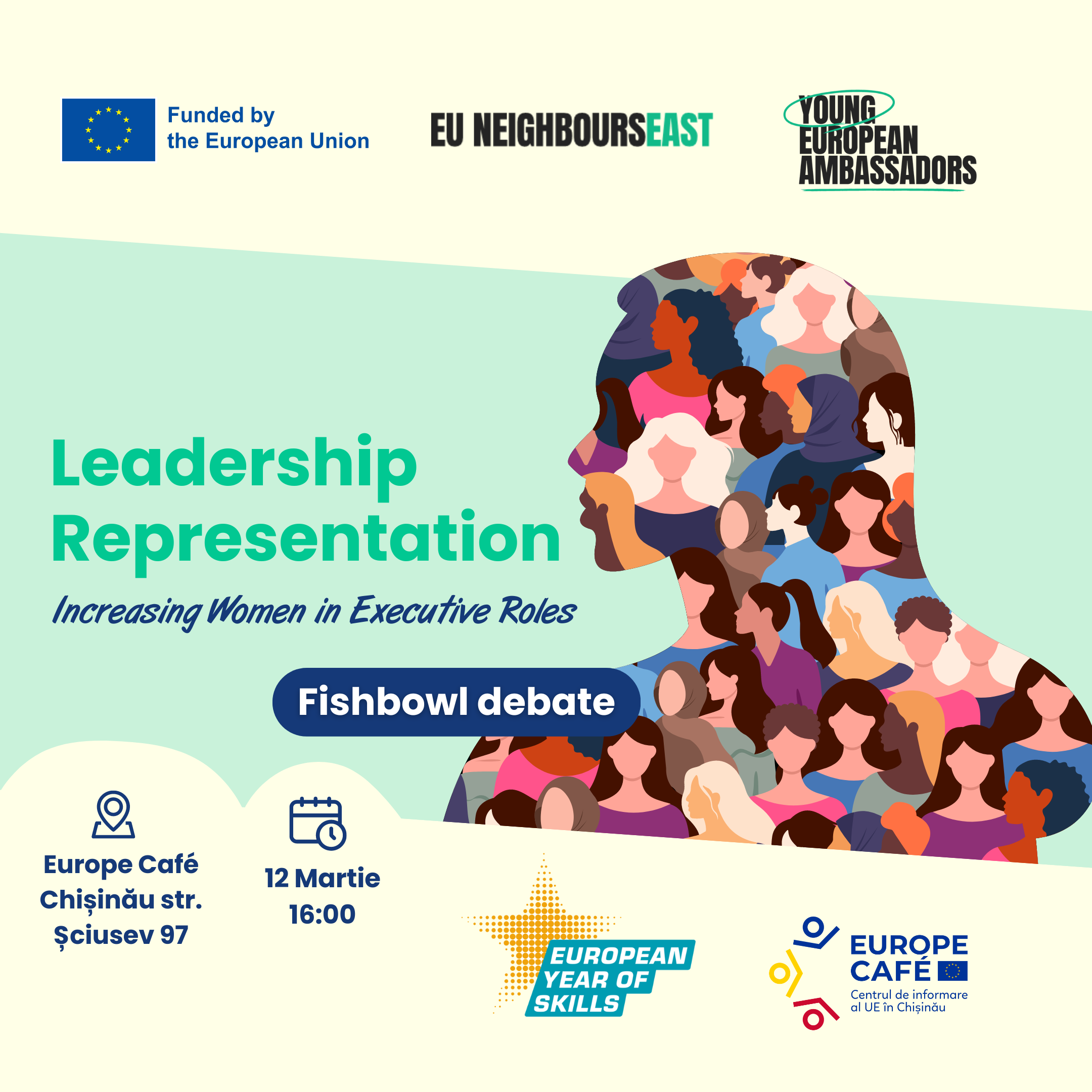 We believe that women's rights are important every day, not just on March 8. Therefore, we invite you to join the discussion initiated by the Young European Ambassadors at Europe Café, on March 12, at 4:00 p.m.