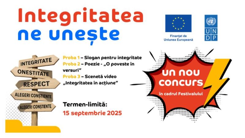 Crezi că onestitatea, respectul și alegerile conștiente sunt cheia unei comunități unite? Atunci arată-ne viziunea ta prin creații originale. Concursul „Integritatea ne unește” invită persoane de 55+ ani sau echipe intergeneraționale (bunici, părinți, nepoți) pentru participare.
