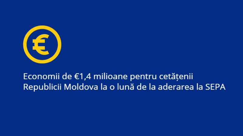 Conform datelor Băncii Naționale a Moldovei, în doar o lună de la alăturarea oficială a Republicii Moldova la Sistemul Unic de Plăți în Euro - SEPA, tranzacțiile din și spre Moldova au crescut cu 300 milioane de euro, depășind suma de 1,3 miliarde euro.