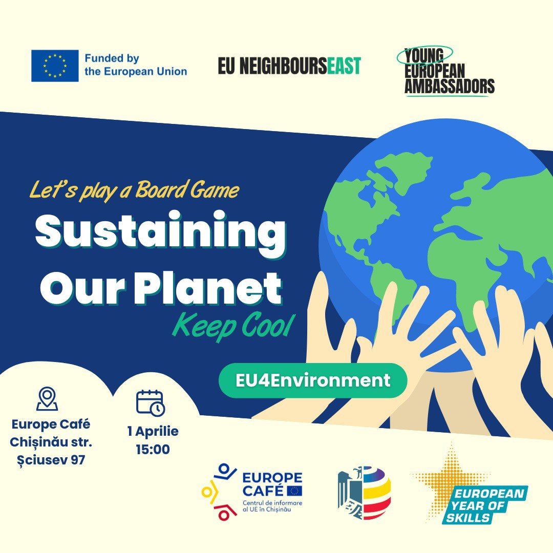 Let's talk about sustainability and how we can contribute to a better life for the planet and people. On Monday, April 1, at Europe Café, we invite you to join the Young European Ambassadors for an exciting board game.