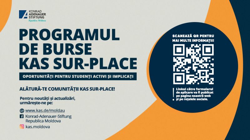 Programul de burse KAS Sur-Place oferă tinerilor șansa de a beneficia de sprijin financiar, de mentorat și de un program educațional adaptat, care să le permită să se concentreze pe studii, dar și să se dezvolte personal și profesional. Programul urmărește să formeze tineri activi în societate, capabili să contribuie la consolidarea democrației și să-și continue implicarea civică.