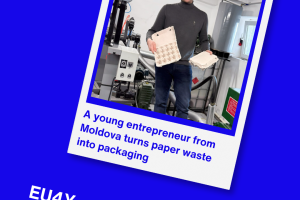 Valentin began developing a simple yet impactful concept: turning paper waste into recycled packaging for eggs, fruits, and vegetables – a sustainable alternative to conventional plastic packaging.