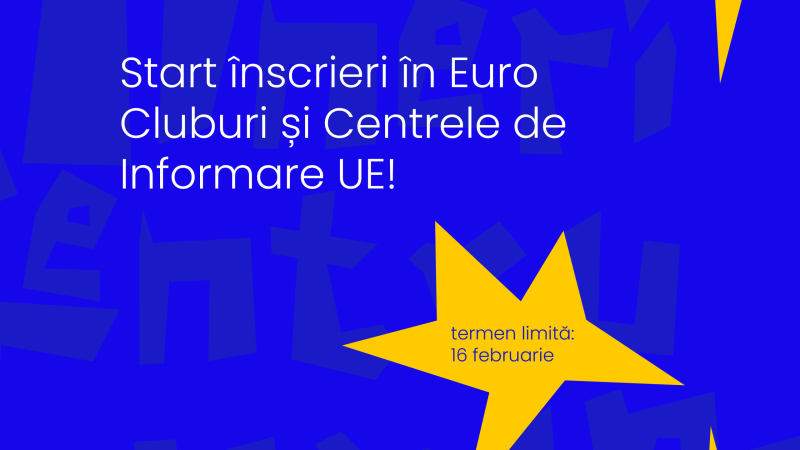 Ai 14+ ani, ești elev/ă, student/ă în Moldova și rezonezi cu valorile europene? Te invităm să te alături rețelei de Euro Cluburi și Centre de Informare UE. Primul Centru de Informare UE a fost inaugurat de Delegația Uniunii Europene în Chișinău în 2007.