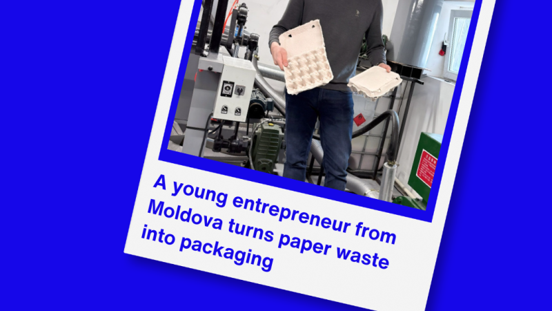 Valentin began developing a simple yet impactful concept: turning paper waste into recycled packaging for eggs, fruits, and vegetables – a sustainable alternative to conventional plastic packaging.
