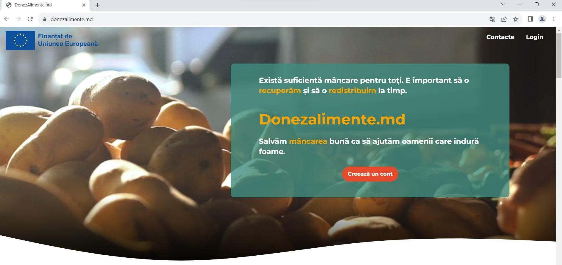 Astăzi, 14 noiembrie, Banca de Alimente din Moldova cu sprijinul Uniunii Europene a lansat platforma online Donezalimente.md. Platforma prezintă un proiect digital inovator care va ușura procesul logistic de recuperare a alimentelor de la agenții economici din lanțul agro-alimentar și redistribuire către serviciile de cantină socială și alte servicii sociale unde se furnizează hrană.