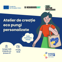 Europe Café devine atelier de creație eco! Pe 17 iulie, ora 15:30, te așteptăm cu drag la Europe Café pentru un atelier creativ în care torbele simple din material textil vor prinde viață prin culoare, inspirație și valori europene.