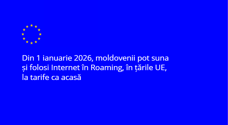 Din prima zi a noului an 2026, cetățenii Republicii Moldova aflați în țările UE, precum și cetățenii UE aflați în Moldova, vor putea efectua apeluri, trimite mesaje și folosi internetul mobil fără costuri suplimentare, în limita planului tarifar, exact ca în propria țară. Aceleași condiții se aplică și pentru Ucraina.