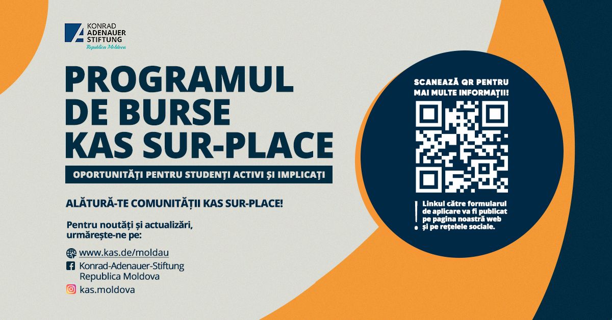 Programul de burse KAS Sur-Place oferă tinerilor șansa de a beneficia de sprijin financiar, de mentorat și de un program educațional adaptat, care să le permită să se concentreze pe studii, dar și să se dezvolte personal și profesional. Programul urmărește să formeze tineri activi în societate, capabili să contribuie la consolidarea democrației și să-și continue implicarea civică.