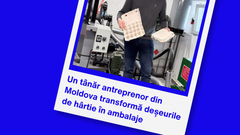 Valentin a început să dezvolte un concept simplu, dar cu impact: transformarea deșeurilor de hârtie în ambalaje reciclate pentru ouă, fructe și legume – o alternativă durabilă la cele clasice din plastic.