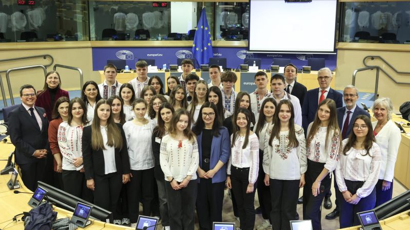 10th-grade pupils from “Mihail Sadoveanu” High School in Chișinău, winners of the Special Prize for Moldova in the competition on democracy and digital transformation, were awarded at the European Parliament in Brussels on 22 of May, 2025.